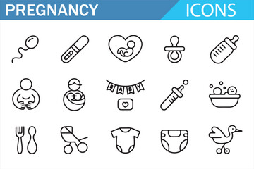 Icon Collection Featuring Pregnancy, Baby, and Parenting Concepts