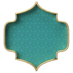 Elegant Teal and Gold Decorative Banner with Islamic Geometric Pattern