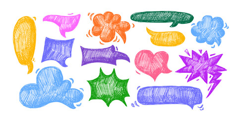 Set of colorful speech bubbles. Vector speak sign