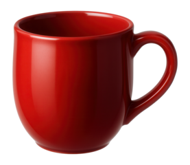 Realistic red ceramic coffee mug.