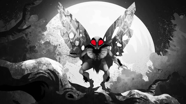 monster mothman in the full moon night