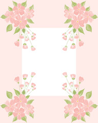 Aesthetic pink watercolor flowers frame. Watercolor floral frame suitable for Wedding Invitation, save the date, thank you, or greeting card.