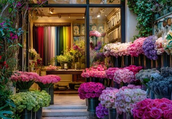 Fototapeta premium Vibrant flower shop, colorful displays