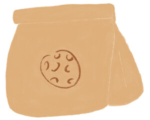 Hand drawn chocolate chips snack package.