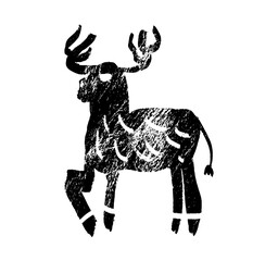 silhouette of American elk on white