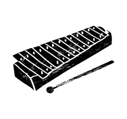 Glockenspiel, bell. Music festival poster. Percussion musical instruments. Competition. A set of vector illustrations. Minimalistic design. Banner, flyer, cover, print.