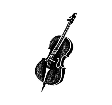 Double bass, contrabass, counterbass, cello. Music festival poster. String musical instruments. Competition. A set of vector illustrations. Minimalistic design. Banner, flyer, cover, print.	