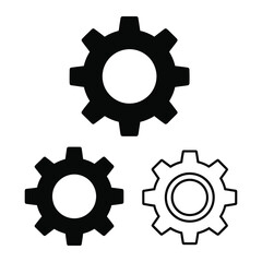 Three gears in a simple black and white illustration with different design styles present here vector