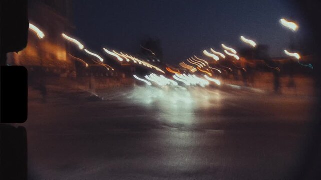 Paris night traffic long exposure montage
