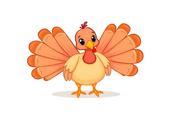 Charming and Sweet: This Lovely Little Turkey Bird Vector Illustration is a Delightful Addition to Any Children's Book or Holiday Graphic.