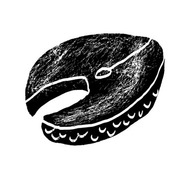 Vector illustration with hand drawn salmon on the white background
