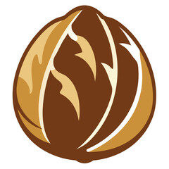 Brown nut with golden highlights food healthy