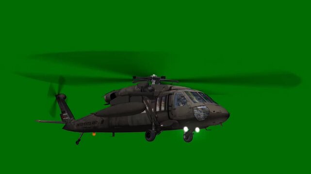 UH-60 Black Hawk Military Helicopter Flying &ndash; Green Screen Footage