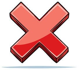 Fototapeta premium Bold Red Cross Mark Symbol for Error or Wrong Answer