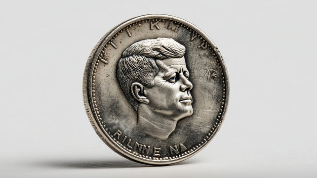 Silver coin portrait of John F Kennedy