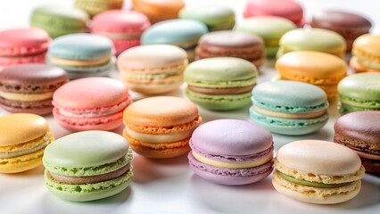 Obraz premium Colorful macarons isolated on white background