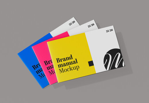 Three Prespective View Close Brand Manual Mockup