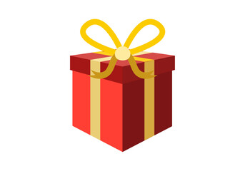 Regalo rojo con lazo dorado 