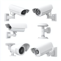 Modern Security Surveillance Cameras , PNG isolated cut out image