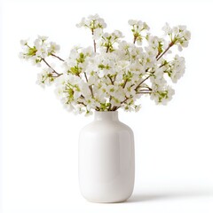 Fototapeta premium Delicate Spring Blossoms in a White Vase , PNG isolated cut out image