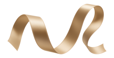 Beige satin ribbon curving softly, offering an elegant accent.