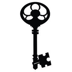 Obraz premium Ornate antique skeleton key with decorative bow and intricate bit vector