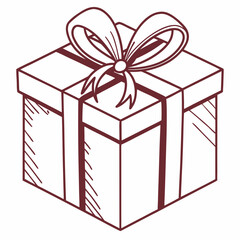 Illustration of a gift box with a ribbon and bow, isolated on white background, perfect for birthday or holiday celebration