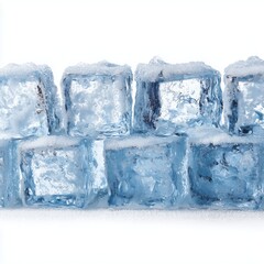 Frozen Ice Cubes for a Refreshing Drink , PNG isolated cut out image