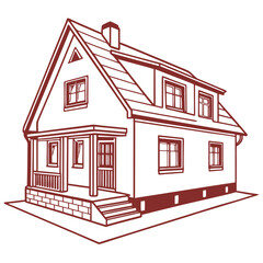 Residential house isolated on white background is a building with architectural design, perfect for real estate and family living concepts