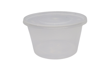 white polythene plastic container cup on white.