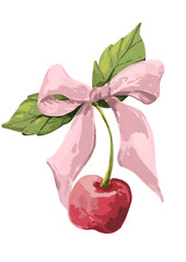 Cherry berry with pink ribbon bow