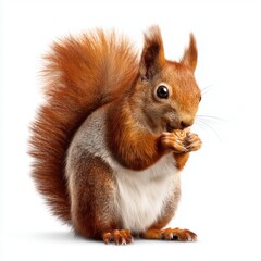 Obraz premium Adorable Red Squirrel Eating a Nut , PNG isolated cut out image