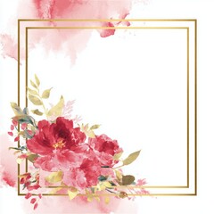 Romantic Watercolor Floral Frame Design , PNG isolated cut out image