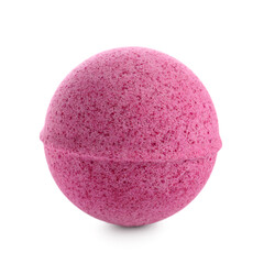 Pink bath bomb isolated on white background