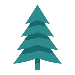 A simple teal evergreen tree illustration with a white background in a flat design style image vector