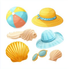Obraz premium Summer Beach Vacation Accessories , PNG isolated cut out image
