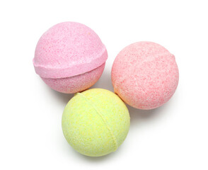Set of bath bombs on white background