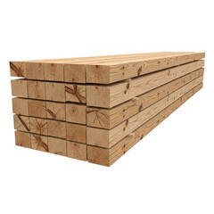 Stack of rough cut lumber wood planks for construction and building isolated on transparent background