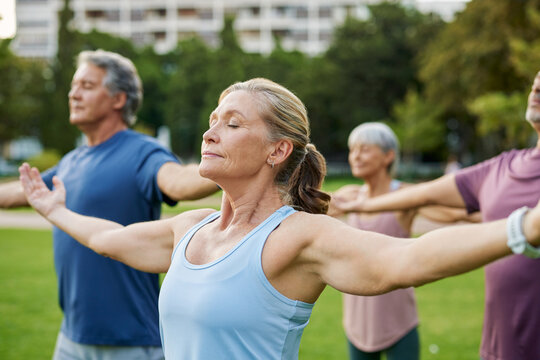 Senior people practicing yoga and mindfulness