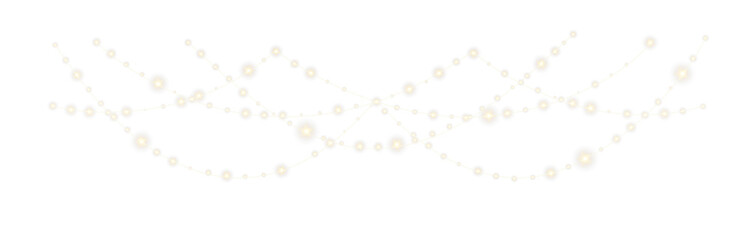 Fototapeta na wymiar Transparent PNG. Golden festoon lights in glowing style for winter celebration. 