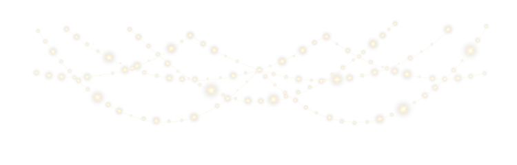 Transparent PNG. Golden festoon lights in glowing style for winter celebration. 