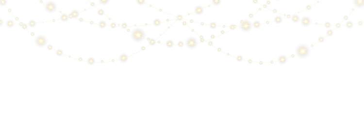 Transparent PNG. Golden festoon lights in glowing style for winter celebration. 
