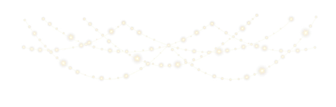 Transparent PNG. Golden festoon lights in glowing style for winter celebration.  - Powered by Adobe