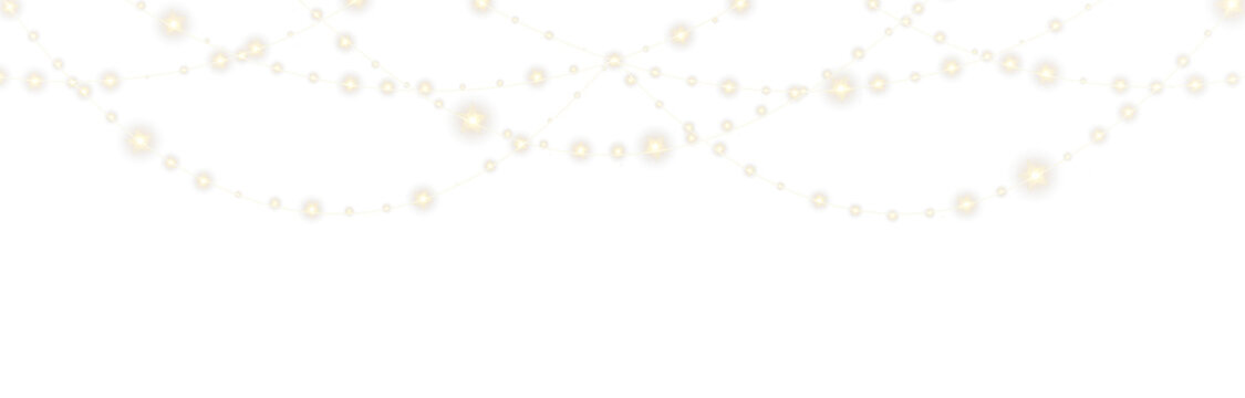 Transparent PNG. Golden festoon lights in glowing style for winter celebration. - Powered by Adobe