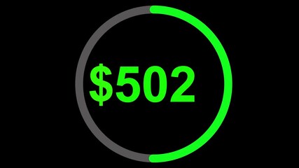 Abstract text counting up from 0 dollars to $1000 Animated on black background. .Bright glow signs displaying 1000 percent sale animation.