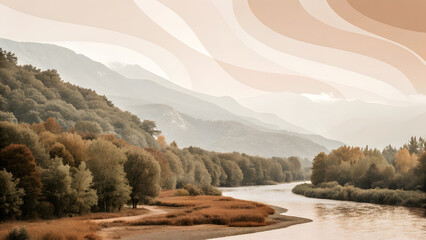 Muted Olive and Brown Minimalist Abstract Background with Organic Shapes. Perfect for: nature blogs, eco brands, sustainable products, lifestyle content