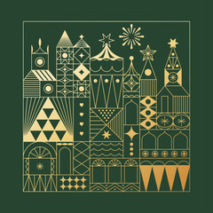 Vector Christmas and New Year design templates for advent calendars, greeting cards, packaging, prints, banners, and minimal graphics in  linear style © venimo
