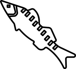Fish icon.Fish skeleton icon silhouette, fishbone silhouette swimming vector illustration, skeleton of fish vector silhouette icon design on white background.food illustration sign collection.