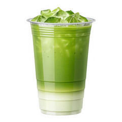 Refreshing Green Smoothie in a Clear Cup with Ice