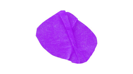 Purple circle masking tape sticker with crumpled edges, separate crumpled round paper on transparent background.